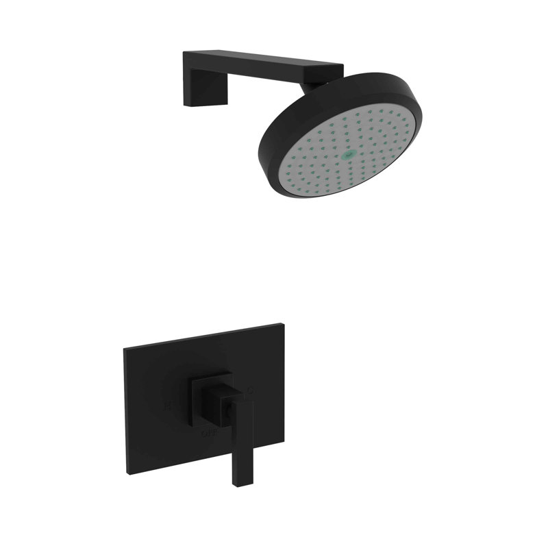 Skylar Balanced Pressure Shower Trim Set with Shower Head, Flat Black