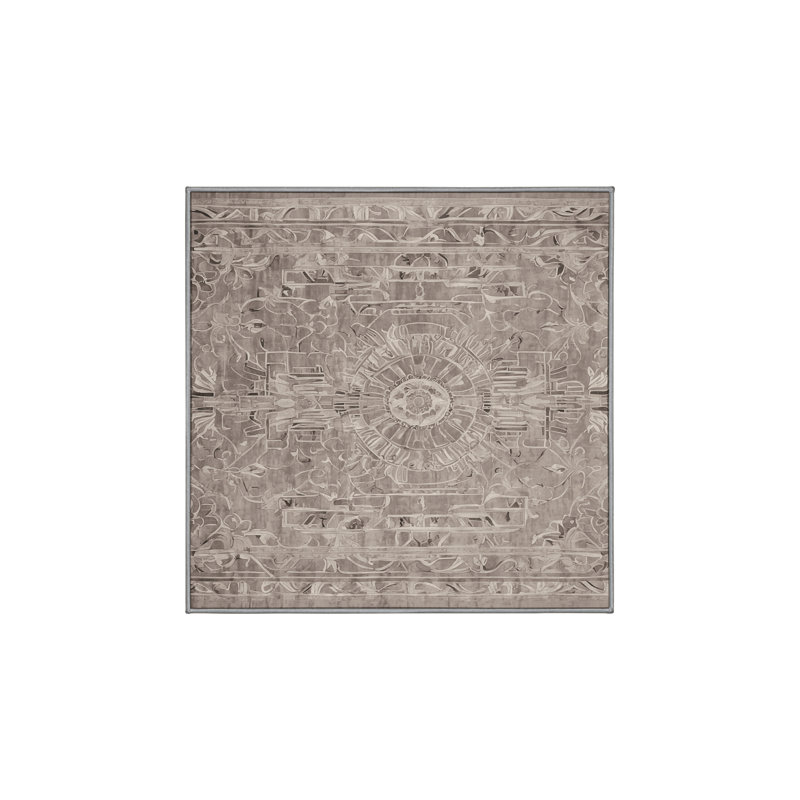 Machine Washable Gray Area Rug, Square 8'