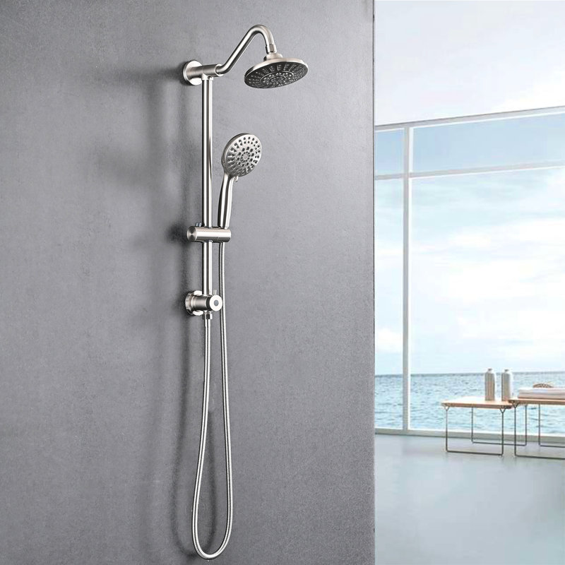 Shower System In Brushed Nickel With 6 Inch Rain Head And Handheld, Offering A Soothing Experience Bathroom 2.5 Gpm Flow Rate, Handheld
