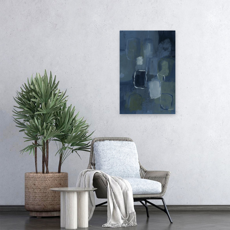 Bleu Jean Baby II abstrait contemporain noir bleu vert, H 24 po x l 16 po