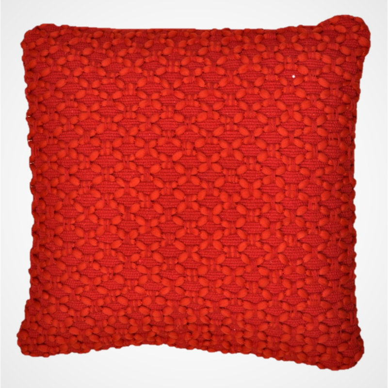 Braided Square Pillow Cover & Insert, Red