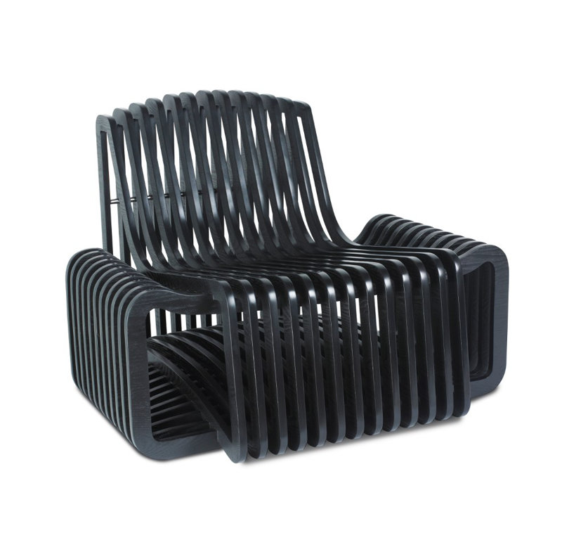 Chaise avec accoudoirs rembourrée Arata, Brun foncé