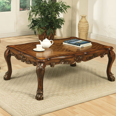 Cherry Oak Living Room Table With Robust Claw Feet - Adds A Touch Of Class Rectangular Legs And Appeal