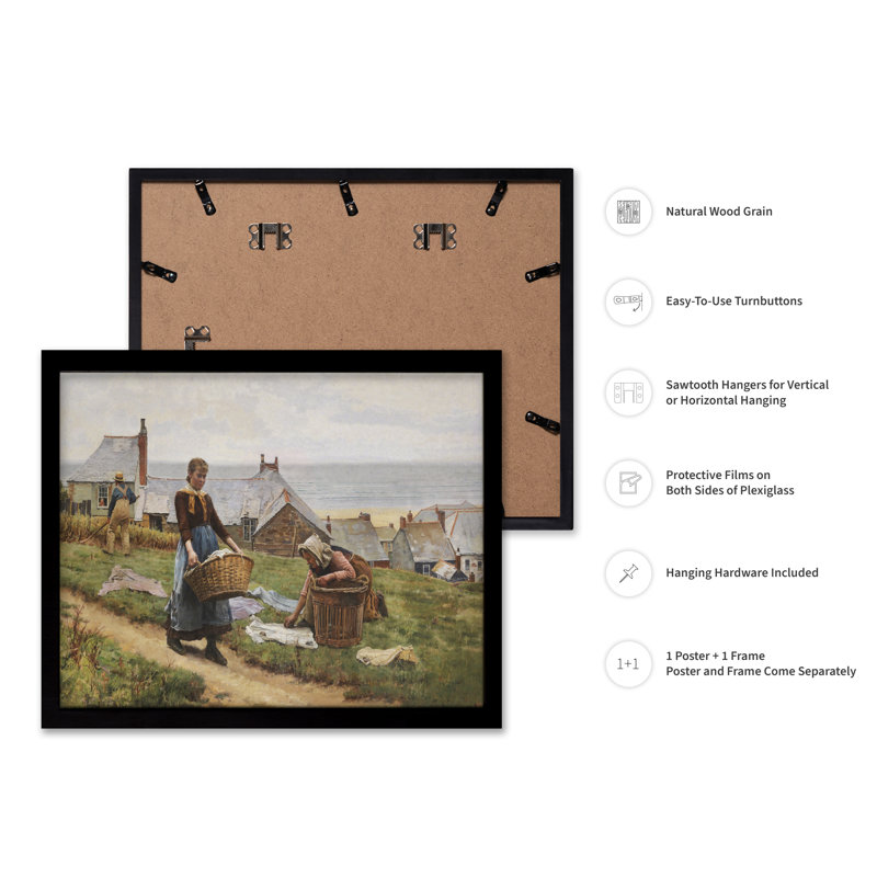 William Bartlett - mauvais vent pour le poisson, mais bon pour le séchage, Black Framed, Poster, 12"H x 16"W