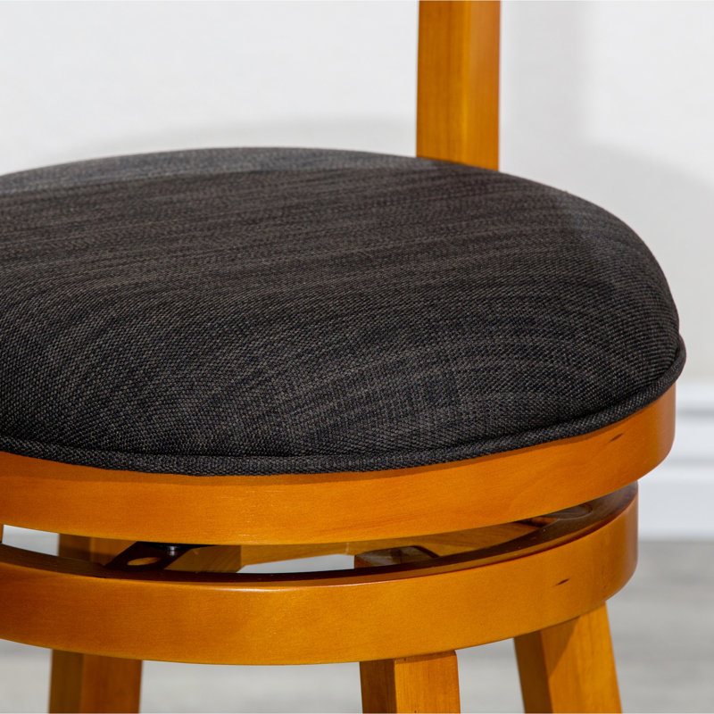 Tabouret pivotant de 24 po à hauteur de comptoir avec aspect à lattes - Finition naturelle, tissu gris anthracite pour siège stable et siège Element, sophistication