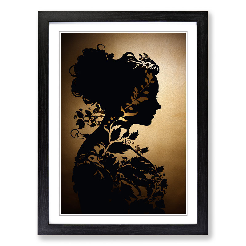 Woman Baroque - Framed Print, 34cm H x 25cm W x 2cm D, Black