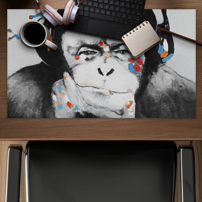 Monkey with headphones - 14.00"x24.25" Desk mat