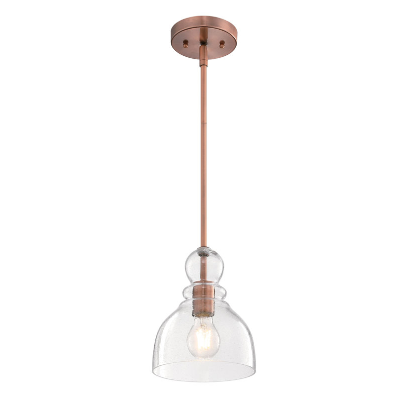 Lomita 1 - Light Copper Single Pendant, Washed Copper, 8.5" H x 7" W x 7" D, No
