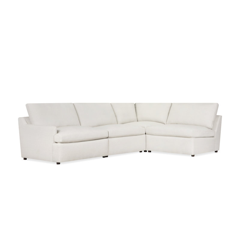 Canapé modulaire rembourré 4 pièces Essex, Natté gris clair Macarena, Orienté à droite