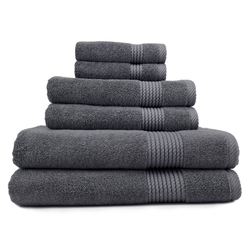 Ensemble de serviettes 6 pièces Adlena, Gris foncé