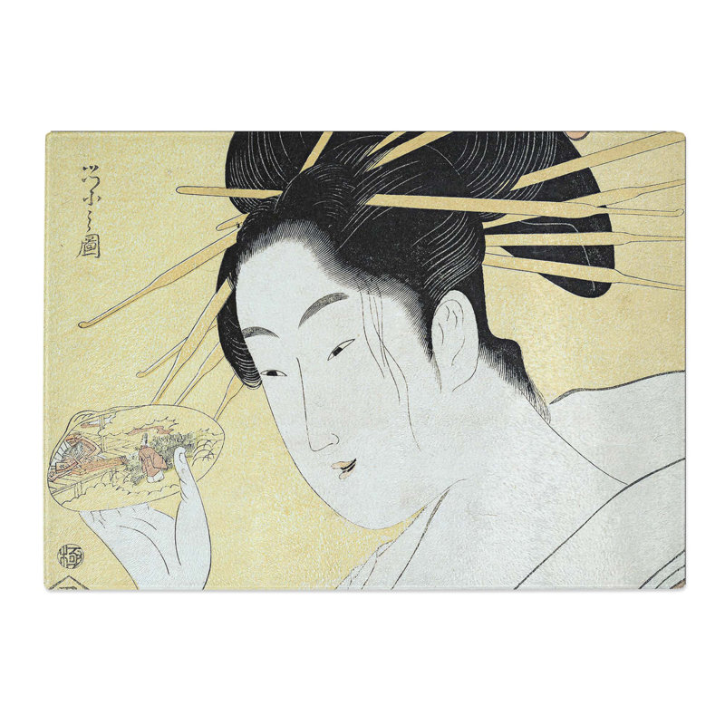 Tempered Glass Matching Shells by Chobunsai Eishi Chopping Board, 39 cm x 28.5 cm