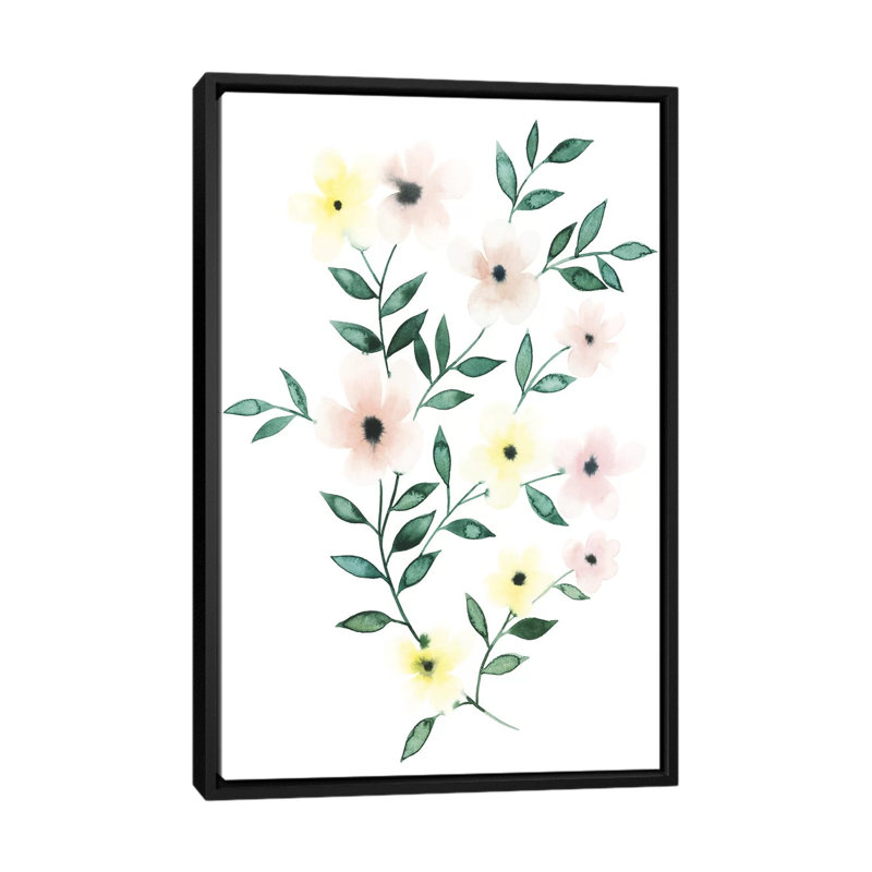 « treillis fleurs ii », impression sur toile, H 26 po x l 18 po x P 1,5 po, Pas de tapis, Toile avec cadre noir