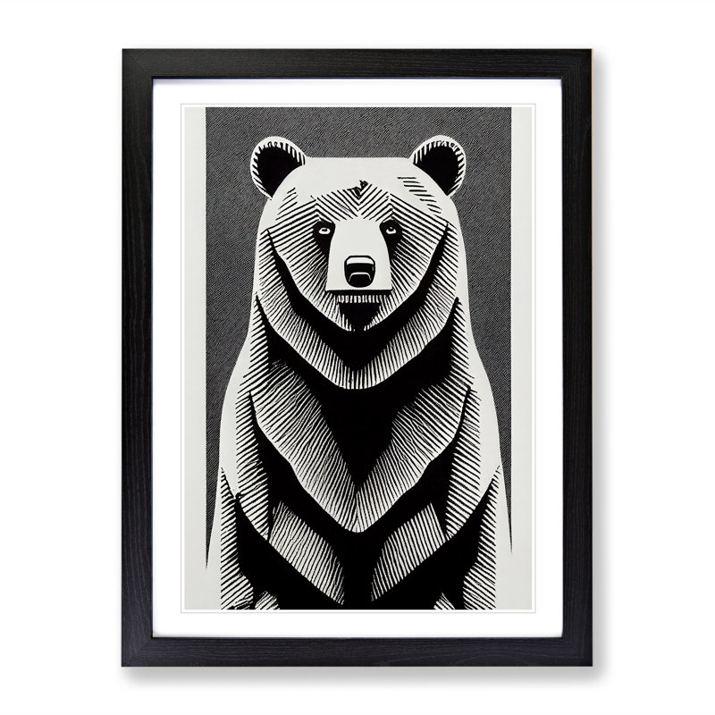Contemporary Bear No.4 Abstract - Framed Print, Black, 34cm H x 25cm W
