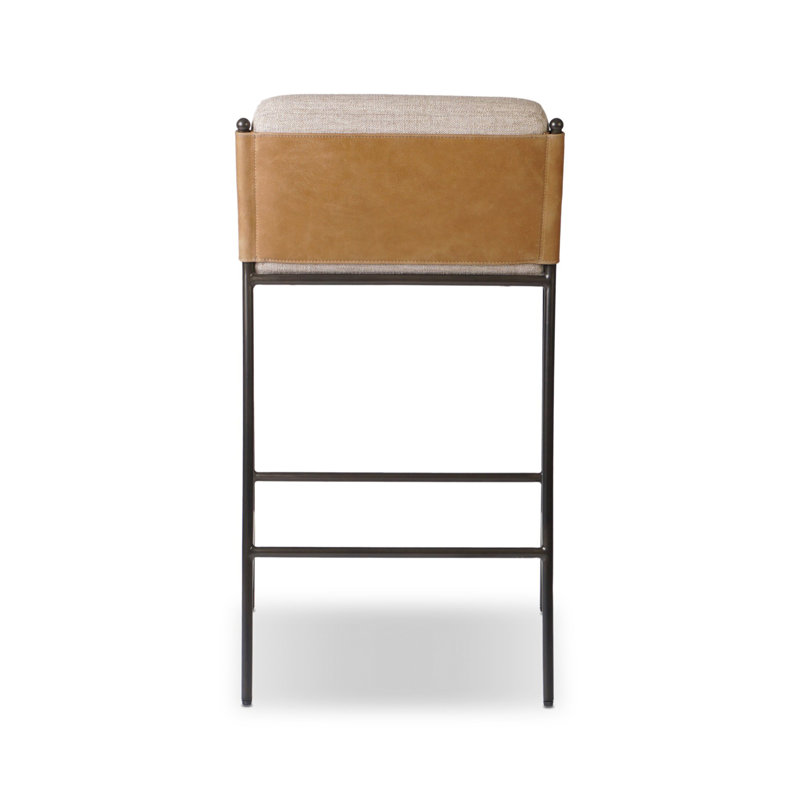 Rachael Upholstered Bar Stool with Metal Frame, Alcala Wheat, Counter Stool (27” Seat Height)