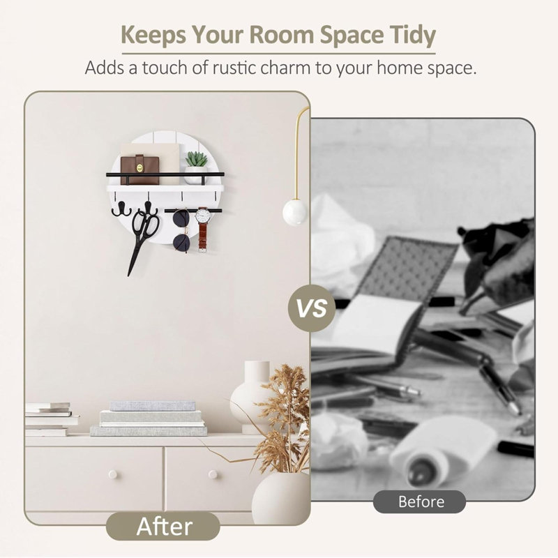Wood Wall Organizer, White/Black