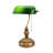 Kandace Antique Vintage Bronze Sleek Green Glass Shade Bankers Table Lamp With Pull Switch For Living Room-122625796-129105556