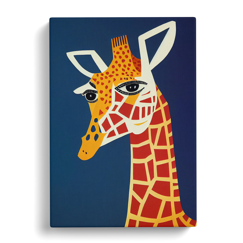 Giraffe Art No.4 - Wrapped Canvas Print, 60cm H x 40cm W x 3cm D, Wrapped Canvas