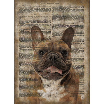 French Bulldog Vintage Paper - No Frame Print