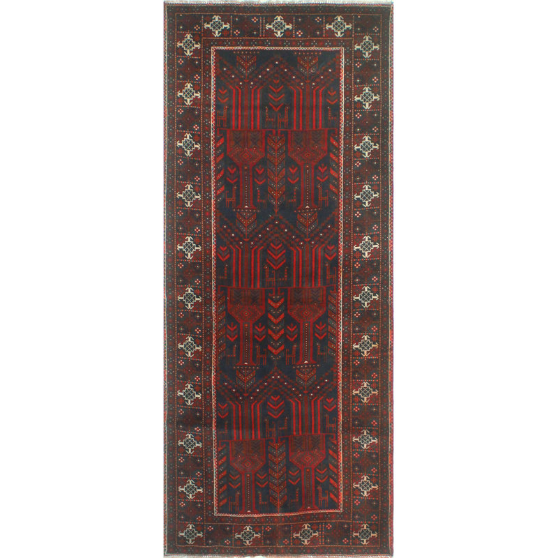 One-of-a-Kind 3'10" X 9'2" 1980s Runner Wool Area Rug in Charcoal