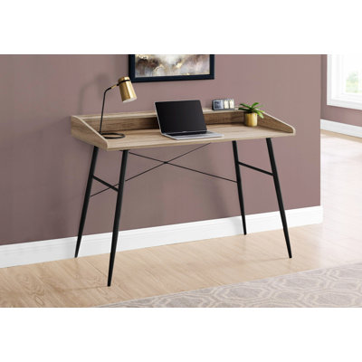 Computer Desk, Office Writing Desk With Storage Shelves And Metal Legs