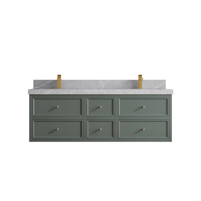 Meuble-lavabo double flottant 60 po avec dessus en quartz Roswell