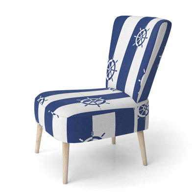 Chaise d'appoint rembourrée à motif blanc et bleu