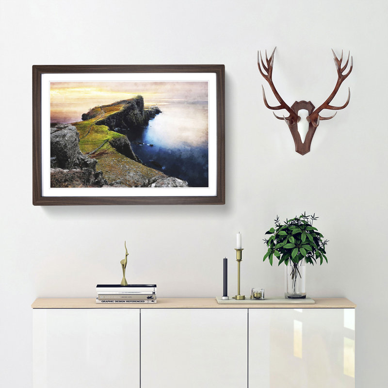 Lighthouse in the Isle of Skye - Picture Frame Photograph Print, Walnut Framed, 62cm H x 87cm W x 2cm D