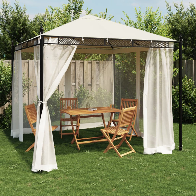 Charlanda 3 x 3m Powder Coated Steel Gazebo, Cream