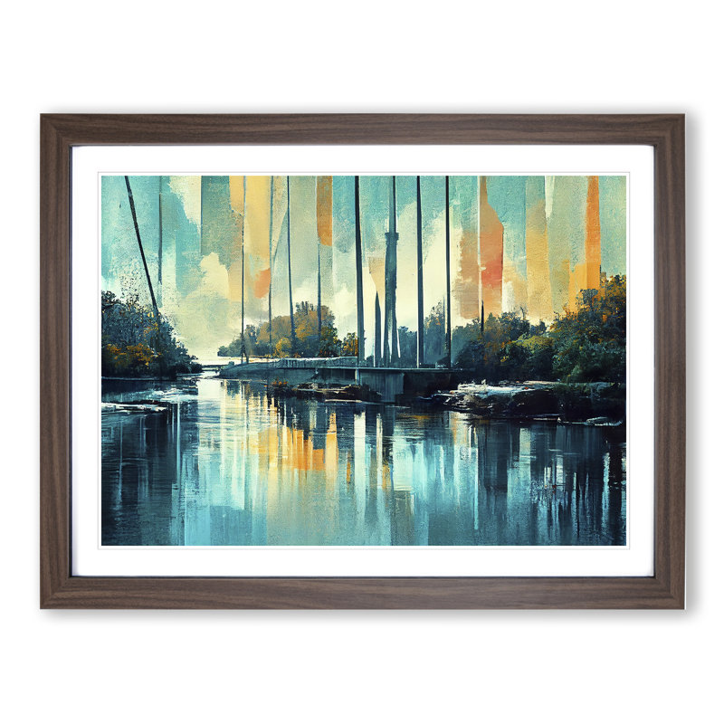 Abstract River Art Vol.1 - Framed Print, 25cm H x 34cm W x 2cm D, Walnut