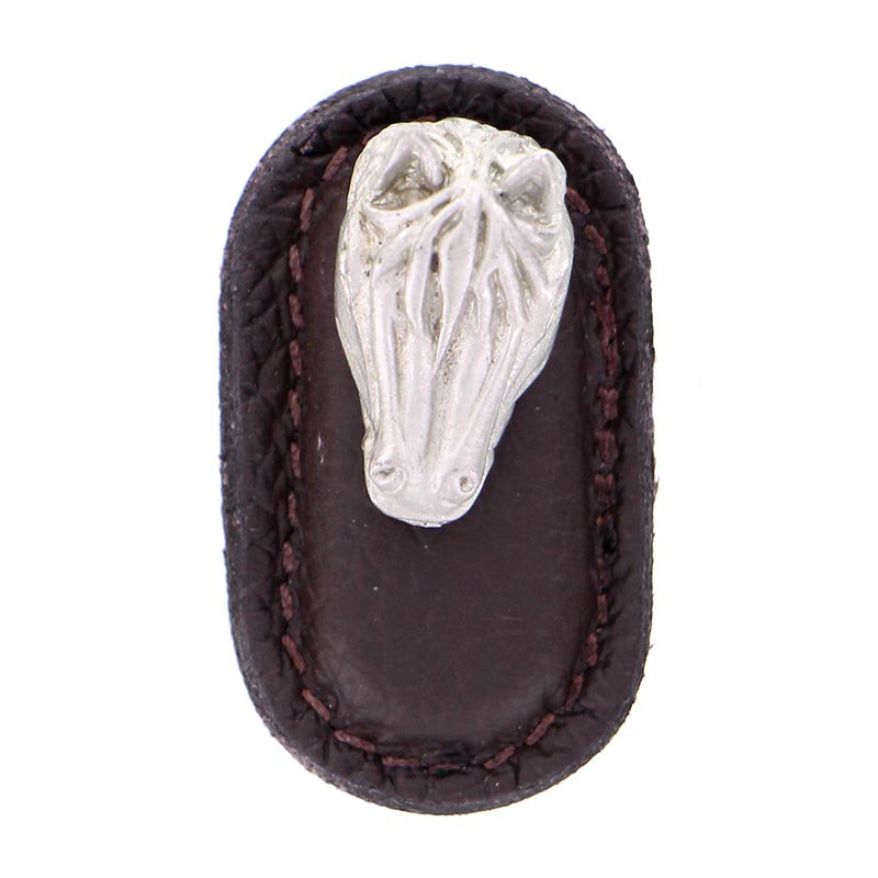 Poignée fantaisie 1,75 po Equestre, Brun, Nickel satiné