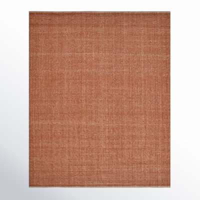 Rectangle Fleurette Solid Color Hand Loomed Polyester Area Rug in Orange