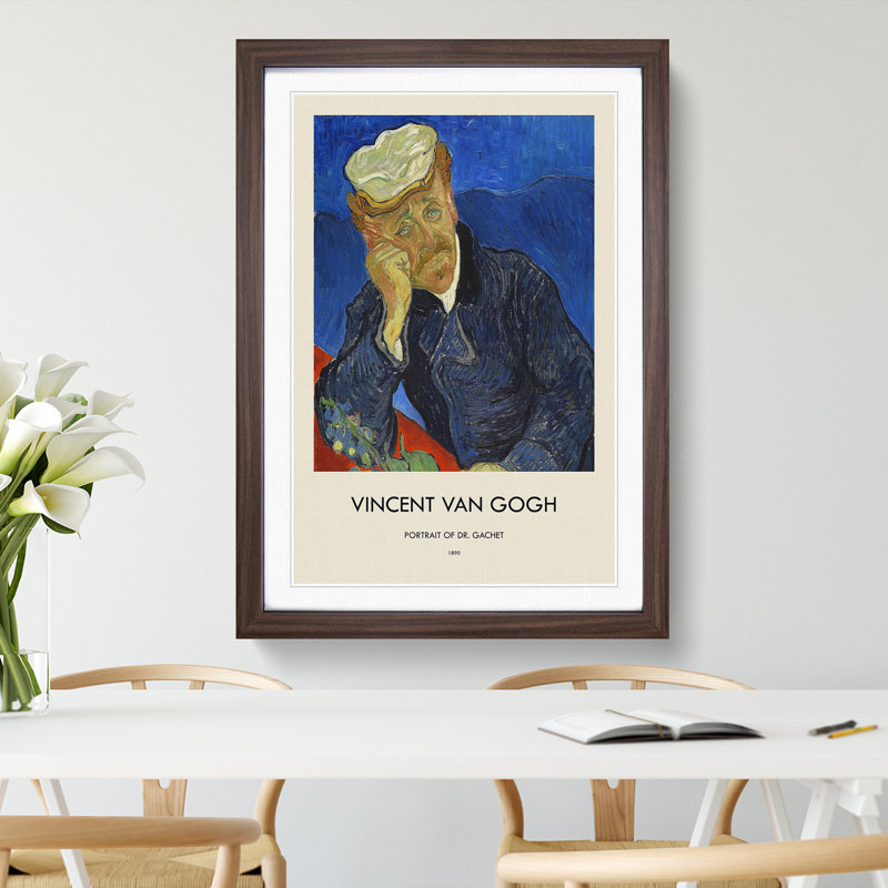 Dr Paul Gachet by Vincent Van Gogh - Single Picture Frame Print, Walnut Framed, 36cm H x 27cm W x 2cm D