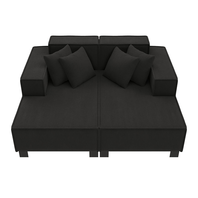 Canapé-lit moderne avec 4 coussins pour le salon, Noir