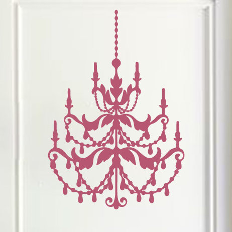 Décalcomanie murale lustre française, H 48 po x l 33 po x P 0,01 po, Rouge à lèvres