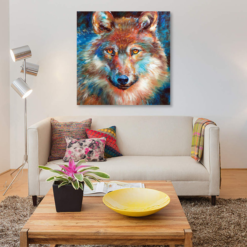 «Timber Wolf Abstract», reproduction sur toile, H 18 po x l 18 po x P 1,5 po, Toile tendue, Pas de tapis