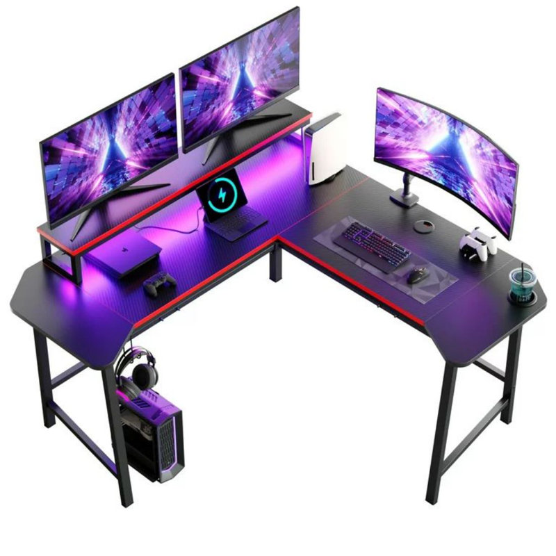 L-Shaped Metal Base Computer Desk