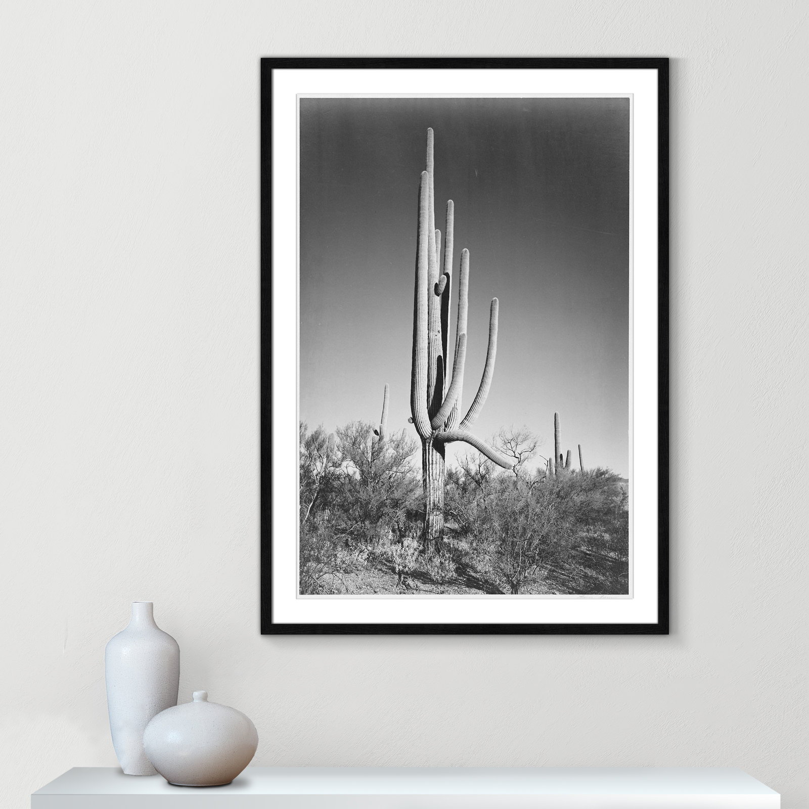 Saguaro National Monument Print by Ansel Adams, Black, 41.5" H x 29.5" W x 0.75" D