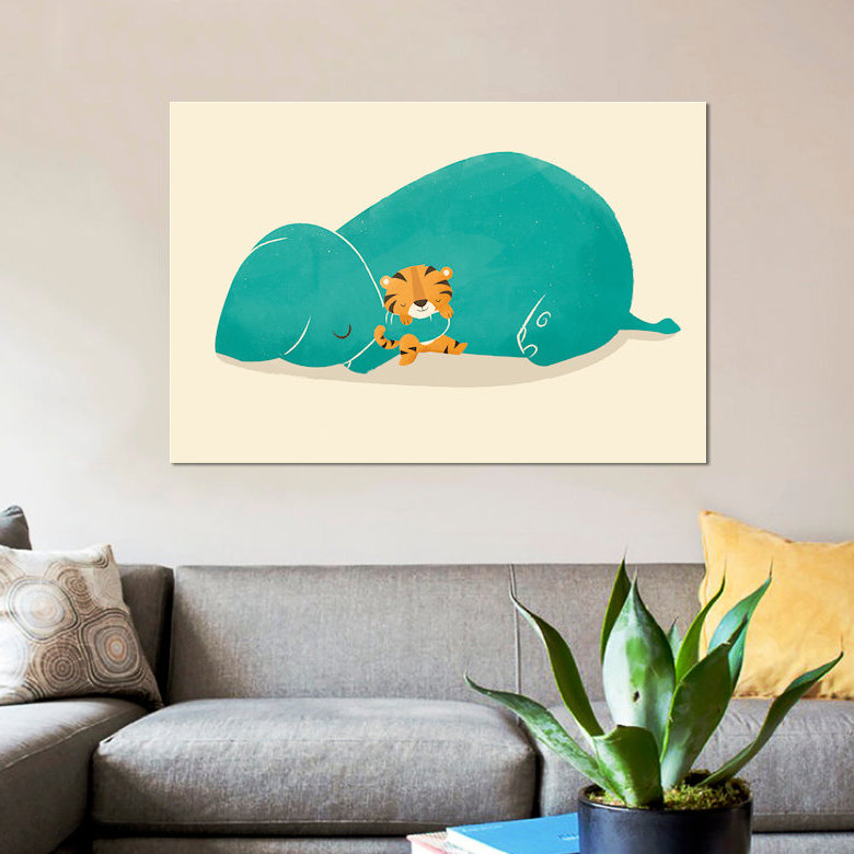«Tiger Mother», impression sur toile, H 12 po x l 18 po x P 1,5 po, Toile tendue, Pas de tapis