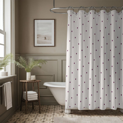 Rideau de douche mauve à pois mauves