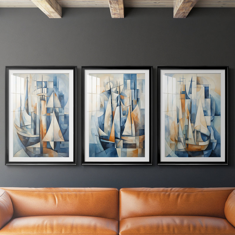 NAUTICAL Series CECLxxxi - Impression sur mesure encadrée de qualité supérieure - 3 pièces, Noir, H 21 po x l 30 po