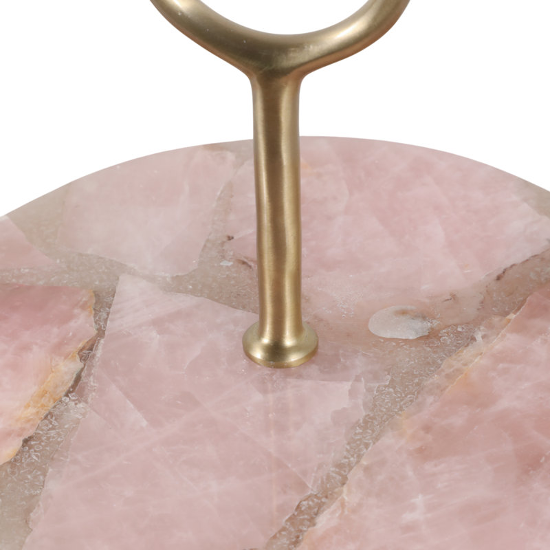 Élégant plateau rond en quartz rose à 2 niveaux pour table basse et table de salle à manger Yashica