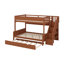 Lit superposé avec lit gigogne et escalier, lit superposé en bois massif avec tablettes de rangement, escalier et lumières DEL-460199396