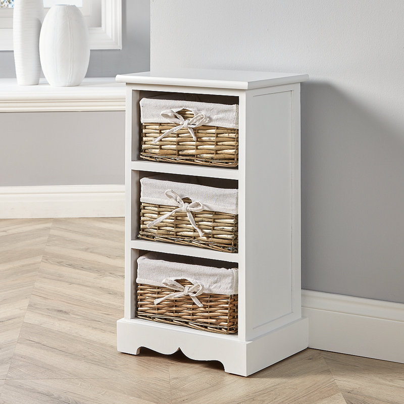 Casey Fully Assembled 3 Basket Drawer Storage Chest, White