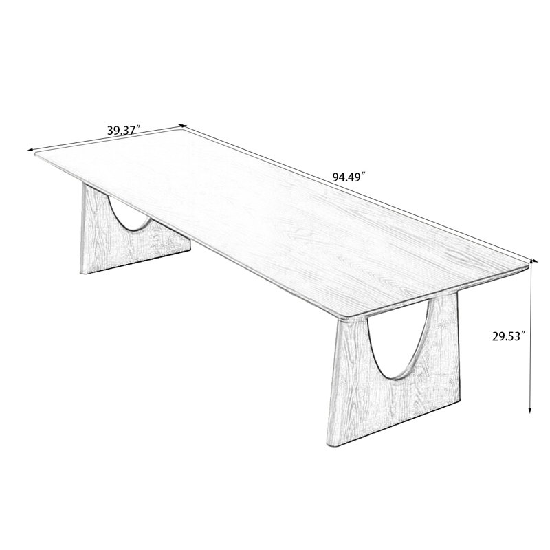 Brown Rectangular Solid Wood Dining Table, 29.53"H x 94.49"L x 39.37"W