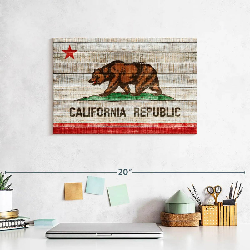 Borges Rustic California Flag, 8" H x 12" W