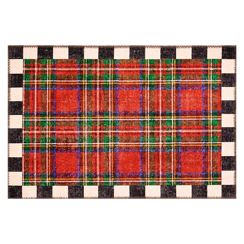 Royal Stewart Tartan Red Washable Rug, Rectangle 2' x 3'