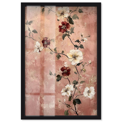 Décoration de chambre rétro "Dusty Rose II" par Art Remedy, cadre noir, 21 x 31