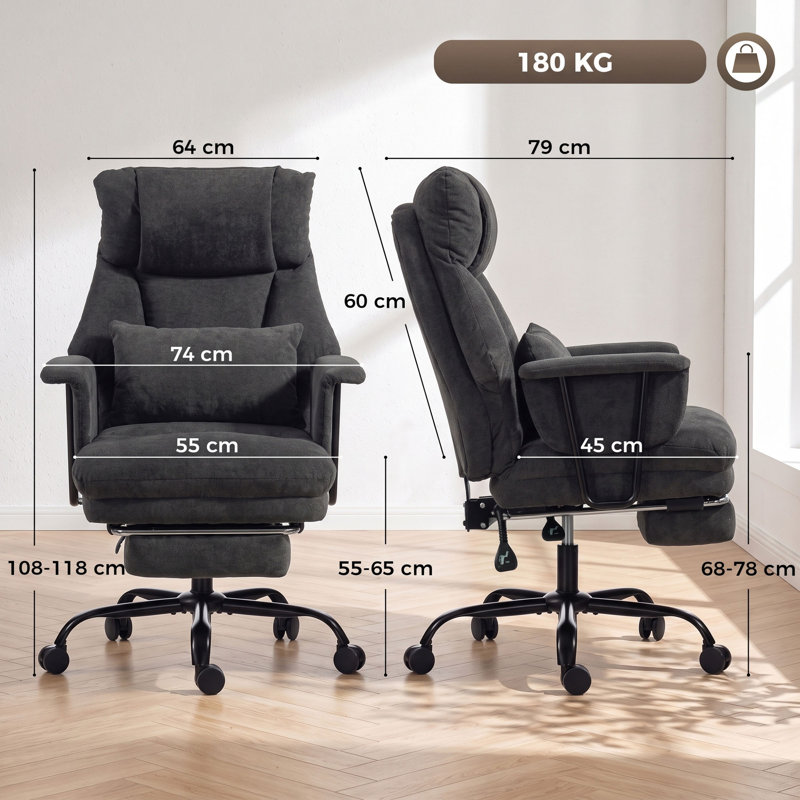 HOMCOM Linen Office Chair, Black