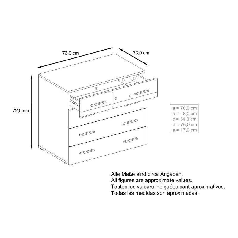 Mazur 76cm W 4 - Drawer Chest of Drawers, Black/Blackberry