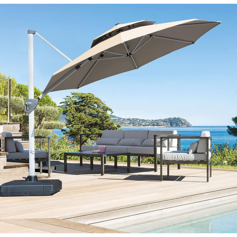 3X3m Outdoor LED Umbrella Beach Aluminium Cantilever Patio